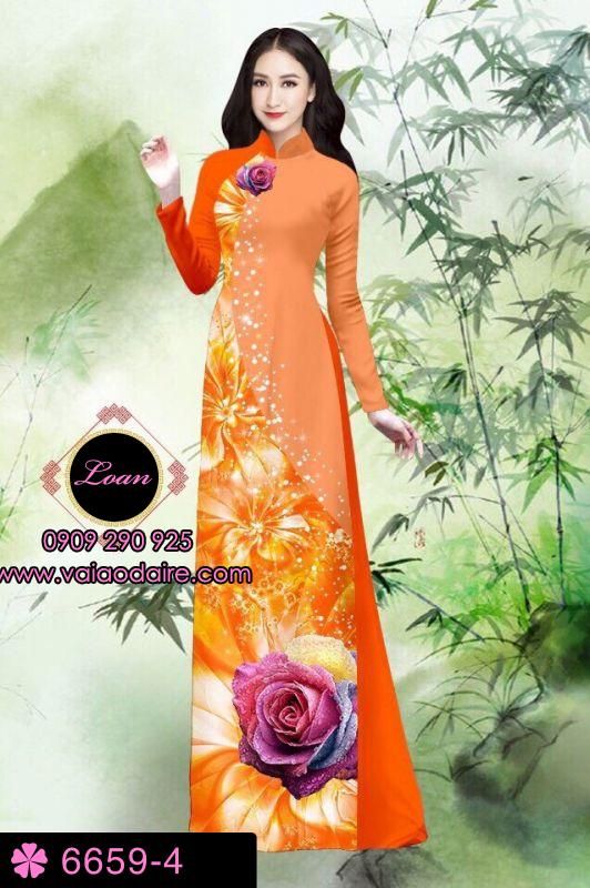Vải áo dài hoa Hồng