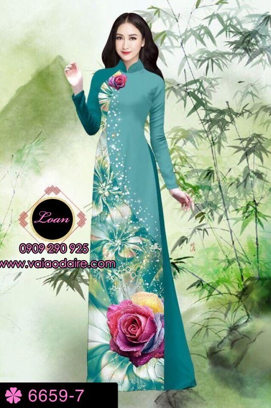 Vải áo dài hoa Hồng