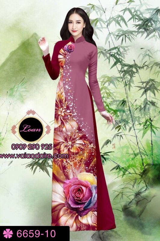 Vải áo dài hoa Hồng