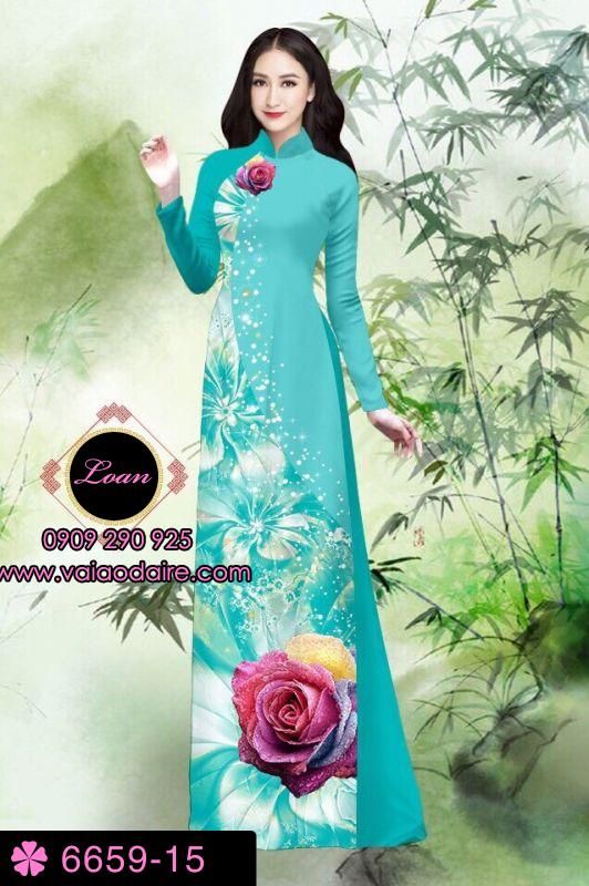 Vải áo dài hoa Hồng