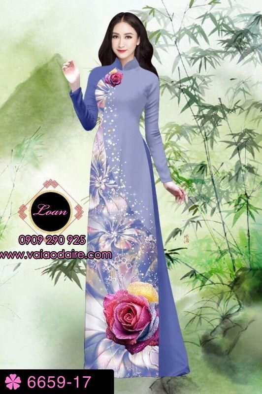 Vải áo dài hoa Hồng