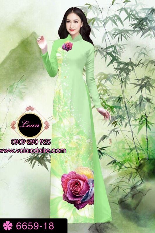 Vải áo dài hoa Hồng