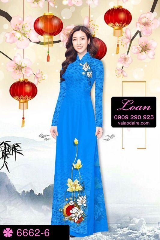 Vải áo dài hoa trên dưới