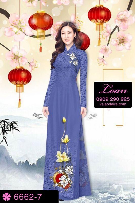 Vải áo dài hoa trên dưới