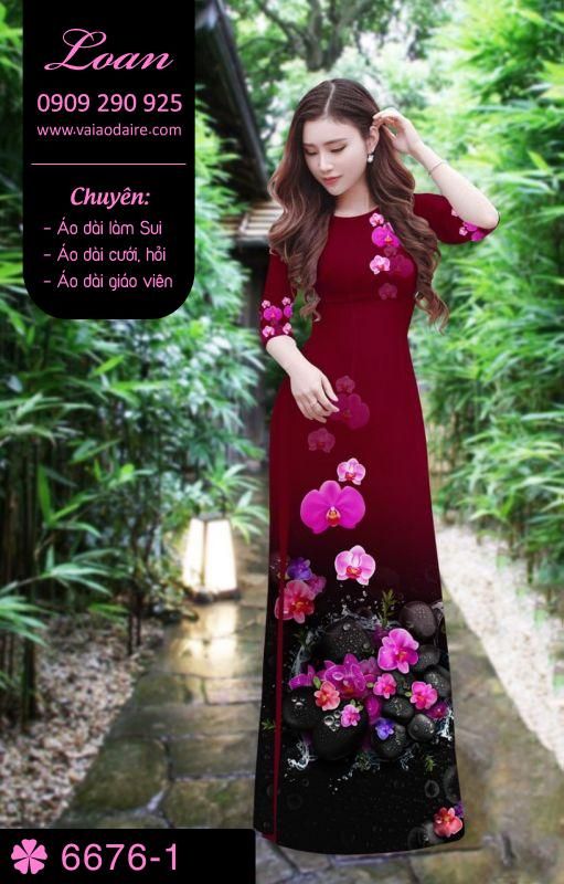 Vải áo dài hoa 3D