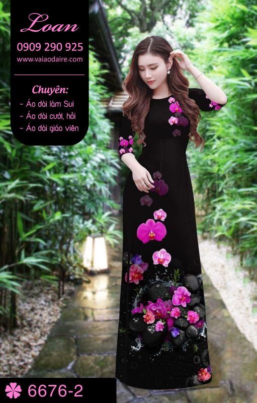 Vải áo dài hoa 3D