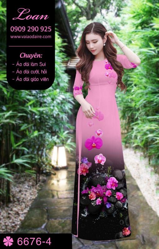 Vải áo dài hoa 3D