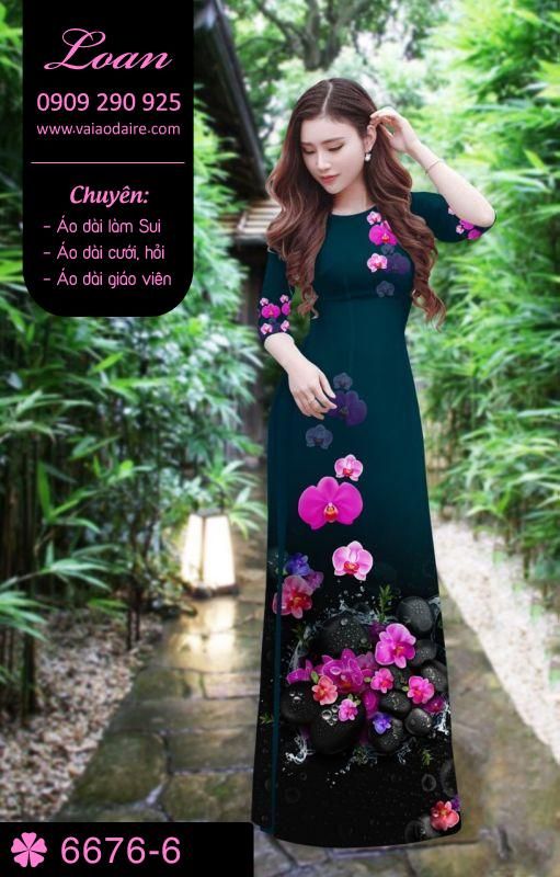 Vải áo dài hoa 3D