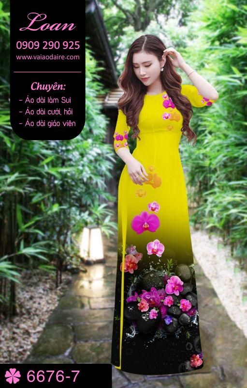 Vải áo dài hoa 3D
