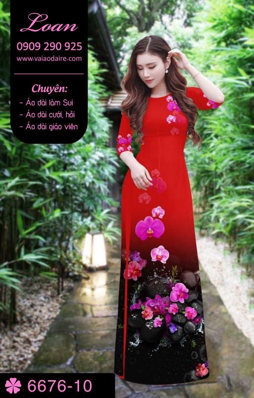 Vải áo dài hoa 3D