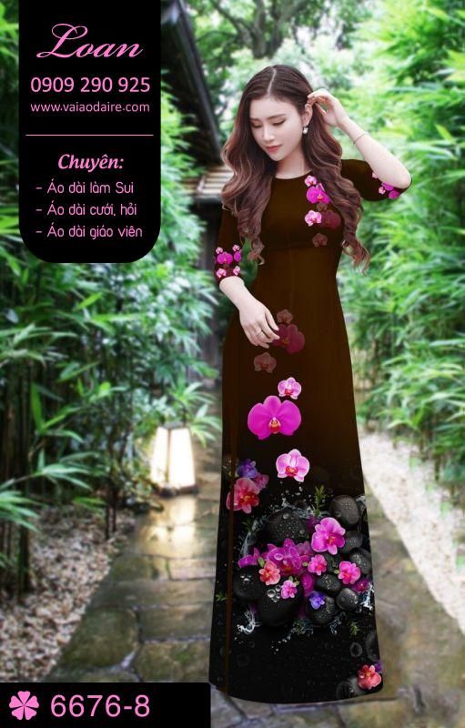Vải áo dài hoa 3D