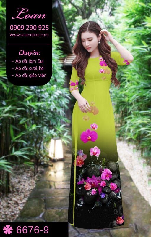 Vải áo dài hoa 3D
