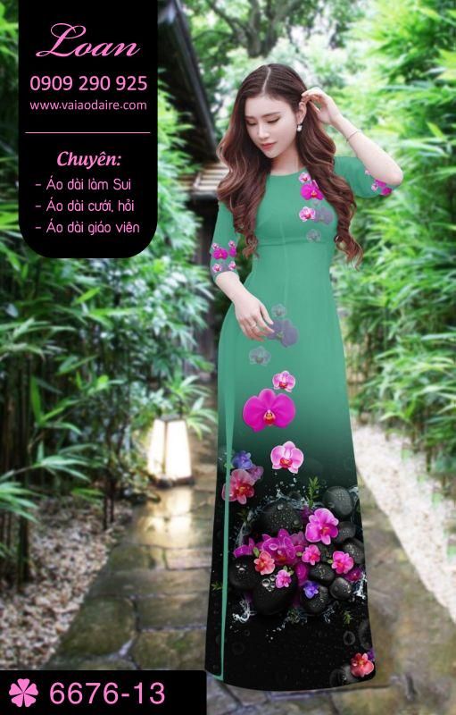 Vải áo dài hoa 3D