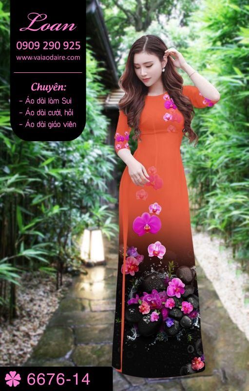 Vải áo dài hoa 3D