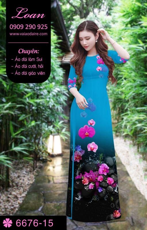 Vải áo dài hoa 3D