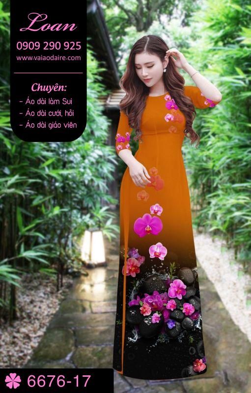 Vải áo dài hoa 3D