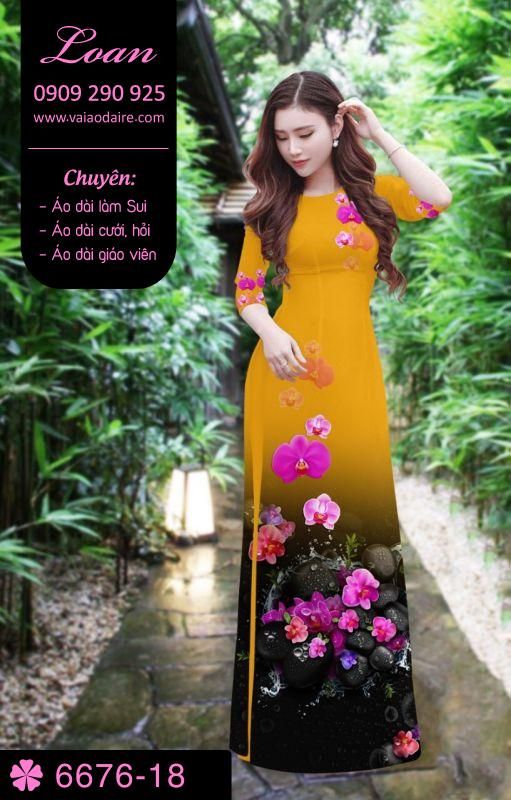 Vải áo dài hoa 3D