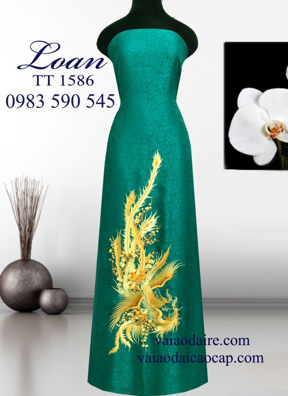 Vải áo dài Tơ Tằm thêu Phượng Hoàng
