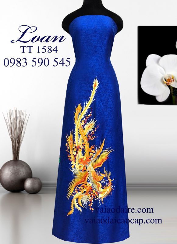 Vải áo dài Tơ Tằm thêu Phượng Hoàng