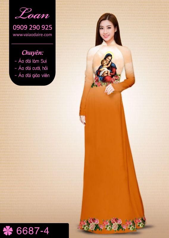Vải áo dài hình Đức Mẹ