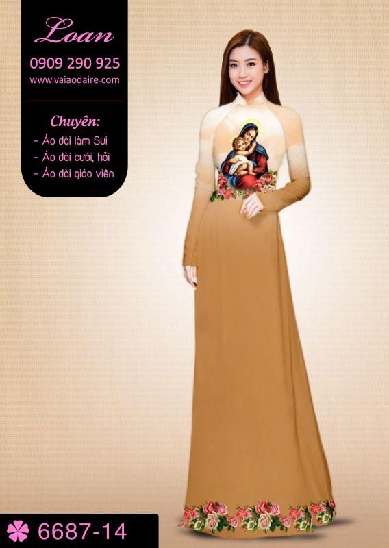 Vải áo dài hình Đức Mẹ