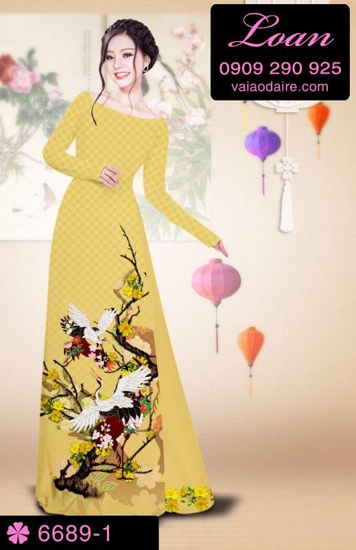 Vải áo dài cành hoa Mai