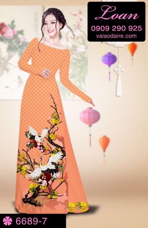 Vải áo dài cành hoa Mai