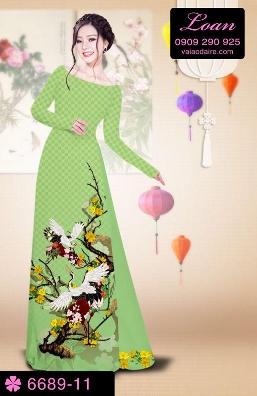 Vải áo dài cành hoa Mai