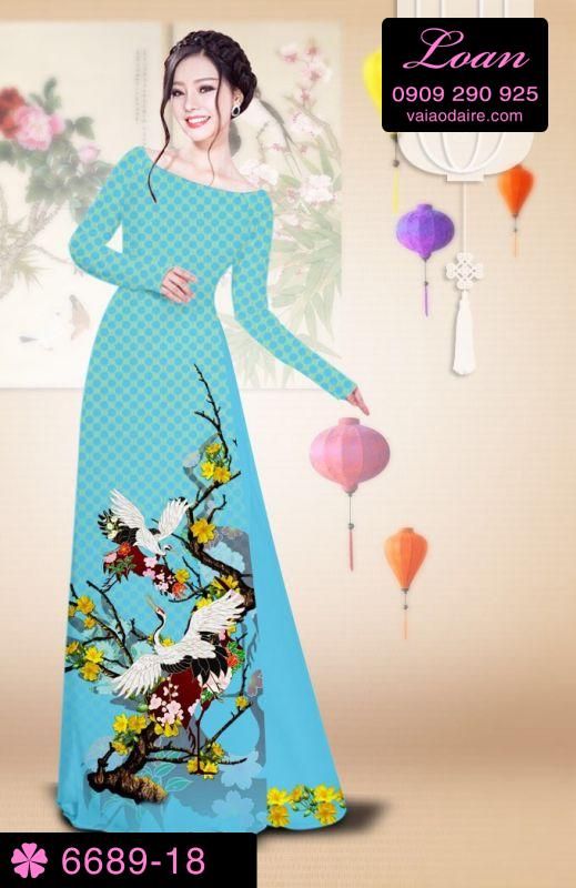 Vải áo dài cành hoa Mai