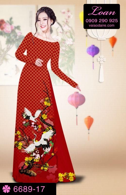 Vải áo dài cành hoa Mai