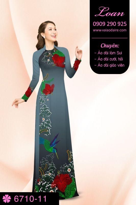 Vải áo dài hoa và chim