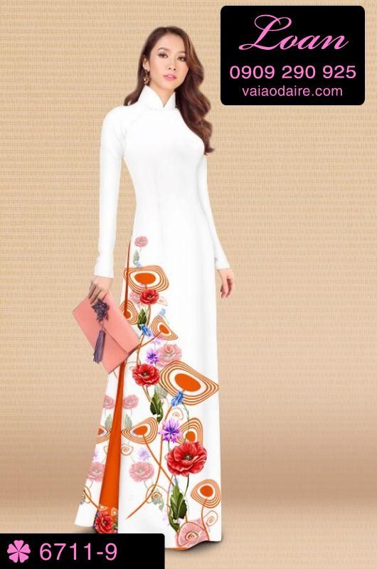 Vải áo dài hoa 3D