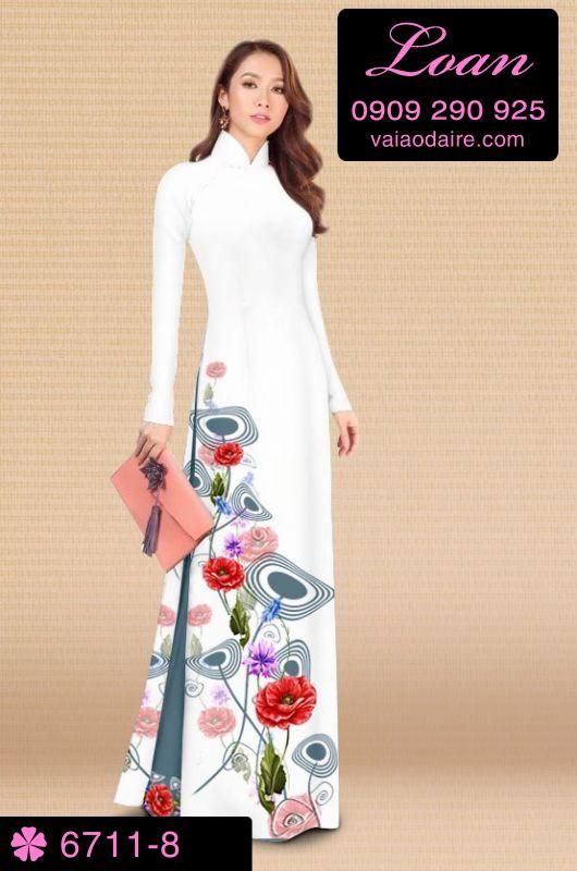 Vải áo dài hoa 3D