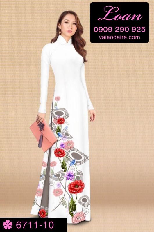 Vải áo dài hoa 3D