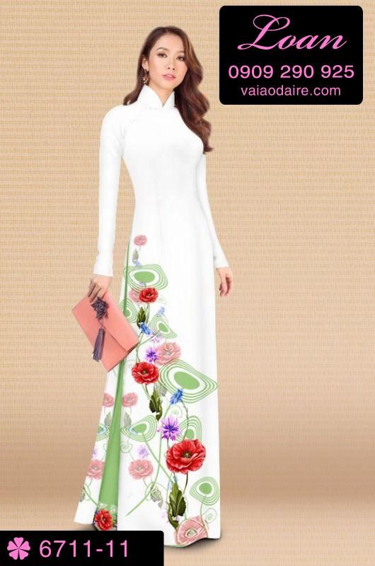 Vải áo dài hoa 3D