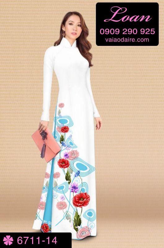 Vải áo dài hoa 3D