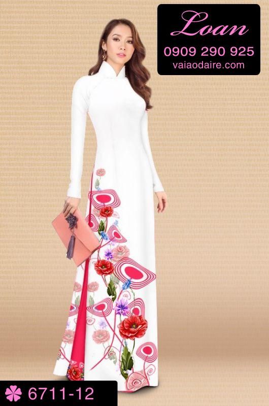 Vải áo dài hoa 3D