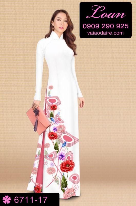 Vải áo dài hoa 3D