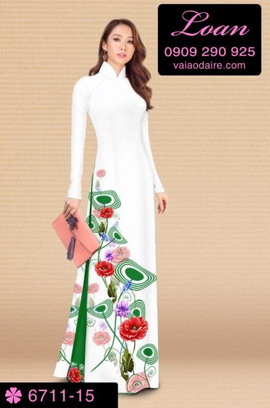 Vải áo dài hoa 3D