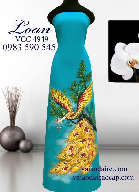 Vải áo dài vẽ Phượng Hoàng