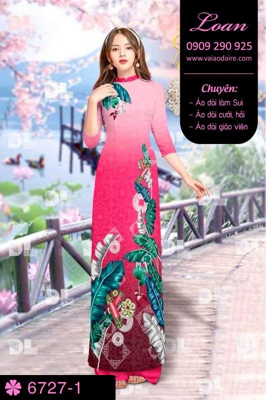 Vải áo dài phong cảnh Tết