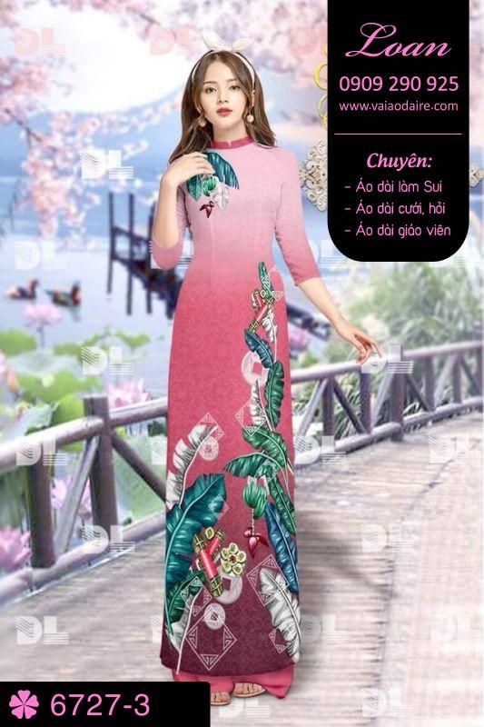 Vải áo dài phong cảnh Tết