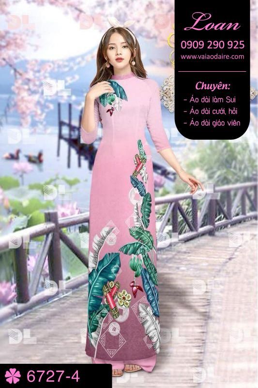 Vải áo dài phong cảnh Tết