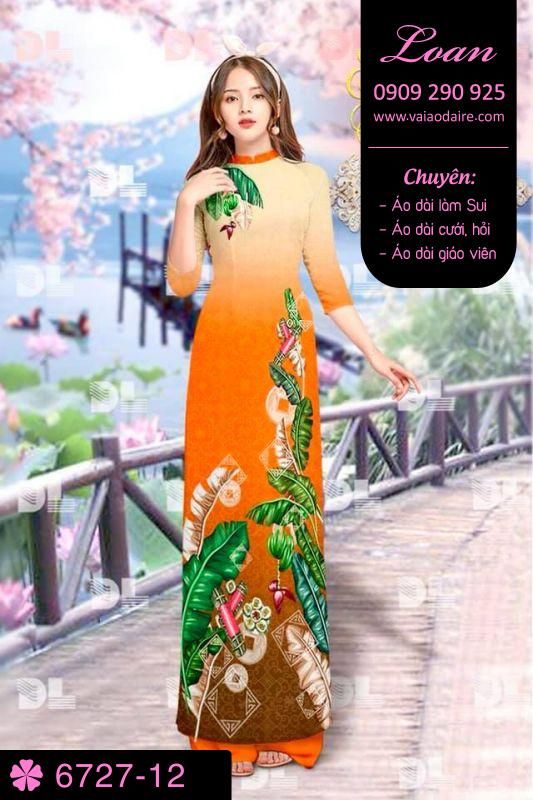 Vải áo dài phong cảnh Tết