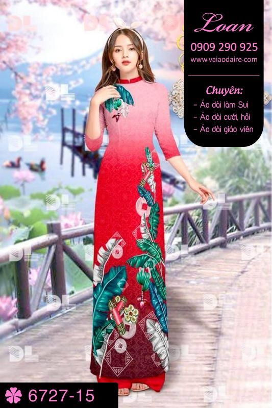 Vải áo dài phong cảnh Tết