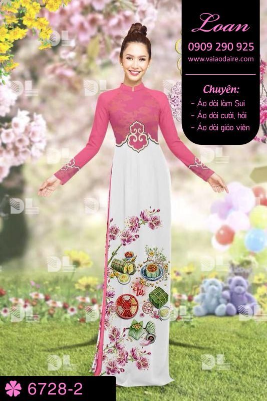 Vải áo dài phong cảnh Tết