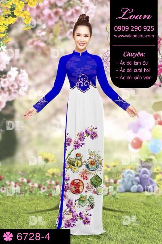 Vải áo dài phong cảnh Tết