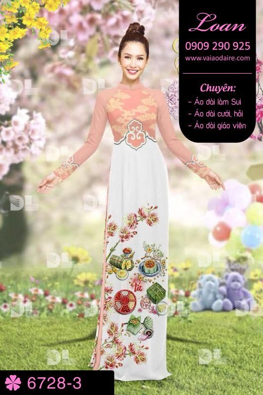Vải áo dài phong cảnh Tết