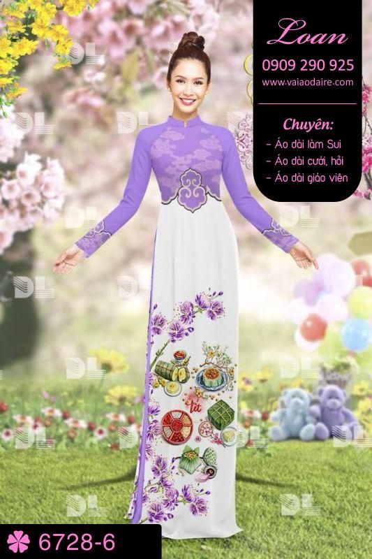 Vải áo dài phong cảnh Tết