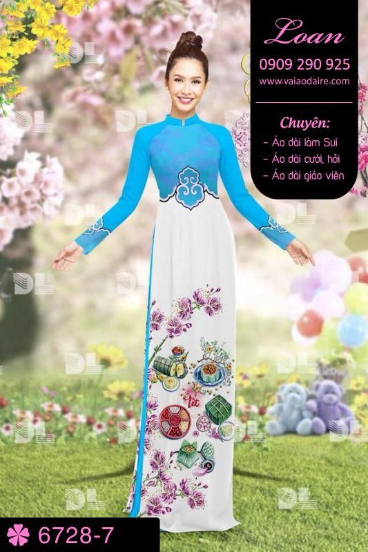 Vải áo dài phong cảnh Tết